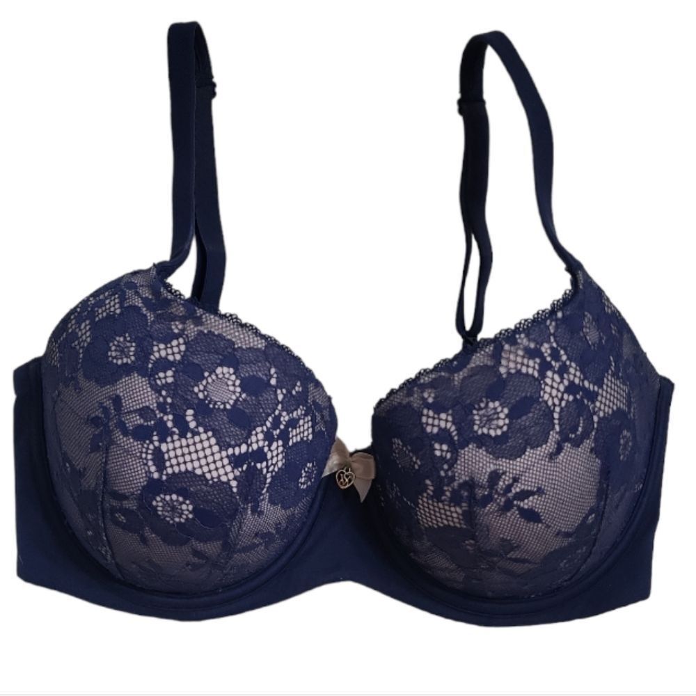 VICTORIA'S SECRET Blue Lace Mesh "Body" Lined-Demi 32DDD